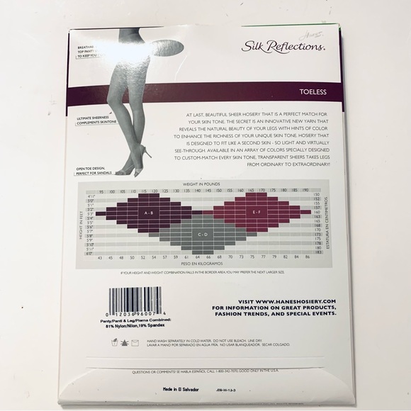 HANES Silk Reflections Transparent Sheer Toeless Hosiery, Control Top - Picture 2 of 3